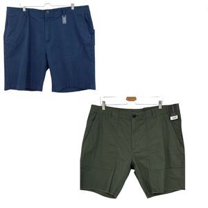 Mens shorts size 42 olive green blue 2 pair twill chino NEW